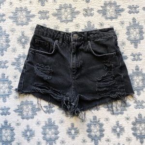 Topshop Shorts - TOPSHOP HIGH WAISTED DISTRESSED BLACK SHORTS Topshop Shorts - TOPSHOP HIGH WAISTED DISTRESSED BLACK SHORTS